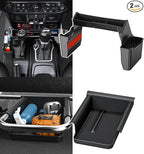 2PCS Center Console Organizer Gear Shift Tray & Front Under Seat Hidden Storage Box for Jeep Wrangler JL JLU 2025 2024-2018 & 2020 2021 2022 2023 2024 2025 Jeep Gladiator JT Truck Interior Accessories