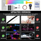 Acrylic Interior Car LED Strip Light with USB/Type C/4-Port Cigarette Lighter, Dreamcolor 6 in 1 with 175 inches 650 LEDs Ambient Lighting Kits, Sound Active Function Neon Led Strips for Car