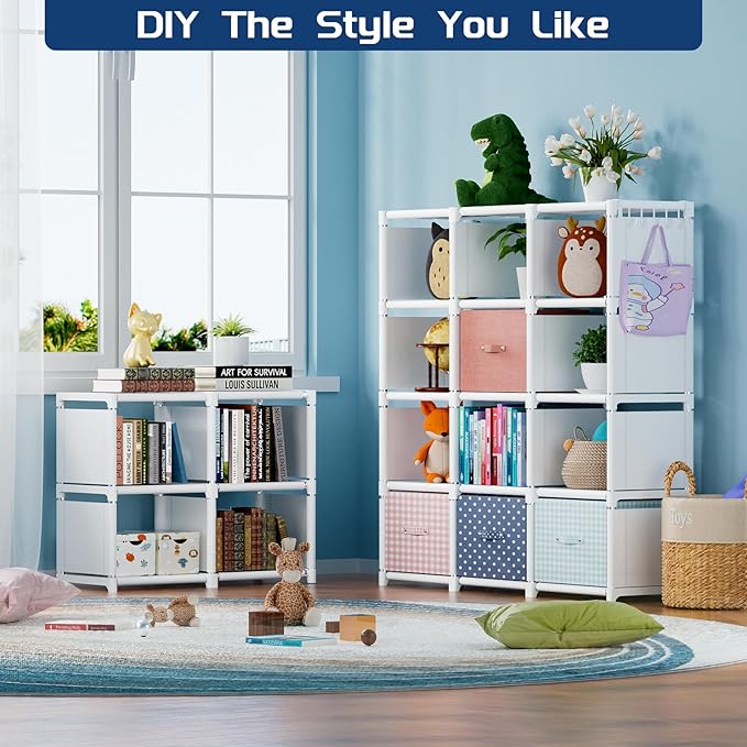 Mavivegue Book Shelf, 20 Cube Storage Organizer, DIY Bookcase, Metal Cube Bookshelf, Tall Book case for Bedroom, Living Room,
