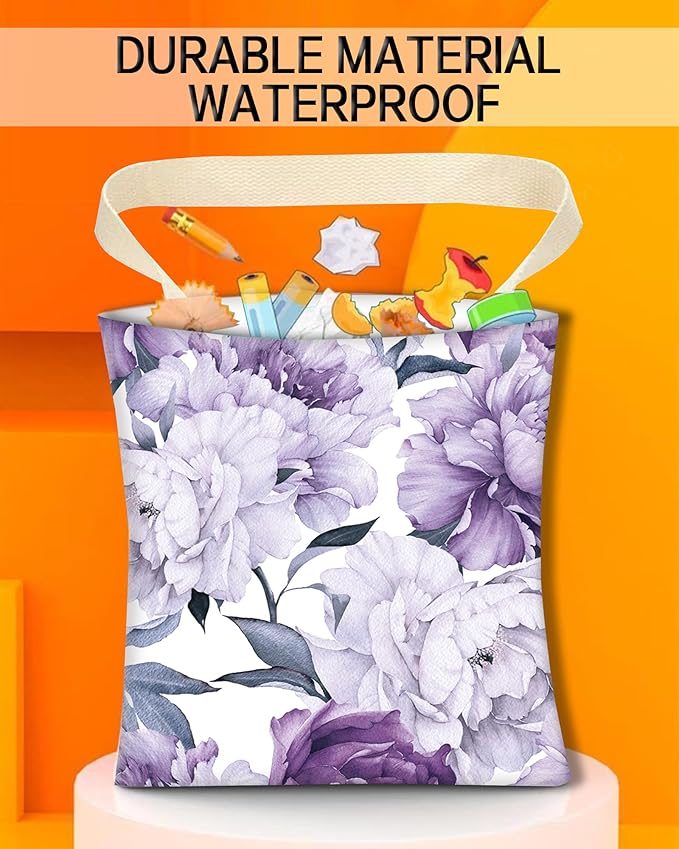 Car Garbage Can, Hanging Car Trash Can Bag for Cute Car Back Seat Organizer, Cute Purple Flowers