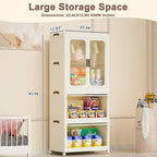 Portable Wardrobe Storage Cabinet,Closet Organizer with Magnetic Doors and Wheels, Portable Kids Closet with Hanging Rod&10 p