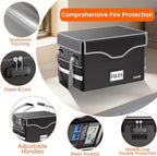 DocSafe 5200°F Fireproof Document Box with Lock,Heat Insulated File Organizer Storage with Pockets,Collapsible Portable Home 