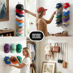 2 Pack Hat Organizer for Baseball Caps,Detachable DIY Hat Rack for Wall Hold Up to 22 Hats,Baseball Cap Organizer Cap Holder 
