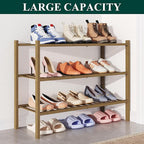 Smiry Bamboo Shoe Rack for Closet, 3 Tier Wooden Stackable Shoe Organizer, Free Standing Shoes Storage Shelf for Entryway, Fr
