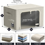 Sorbus Storage Bins with Metal Frame - Stackable & Foldable Clothes Organizer Bags - Oxford Fabric Storage Containers with La