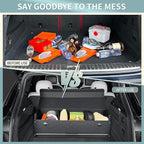 Car Trunk Organizer, Leather Trunk Organizer for Suv with Lid and Push-pull Handle Car Trunk Leather Storage Box Extra Large Ca