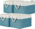 Temary Fabric Storage Baskets 4Pack Storage Bins Decorative Basket for Gift, Clothes Bin with Rope Handle, Rectangle Baskets 