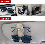 KIWEN Sunglasses Holder for Car Visor, Magnetic Leather Sunglass Eyeglass Hanger Clip for Car Sun Visor Accessories (1, Beige)