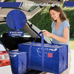 6 Pack Moving Bags with Full-Open Side Zipper, Extra Large 93L Heavy Duty Waterproof Foldable Storage Totes for College Dorm,