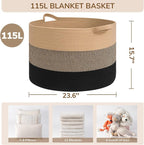 INDRESSME 115L Extra Large Blanket Basket for Apartment Décor, Woven Baby Laundry Hamper Shoe Basekts for Entryway, Wicker St