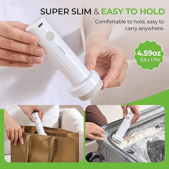 Vacuum Storage Bags for Travel - 9 Pack Compression Packing with Wireless Electric Pump for Luggage Vacuum Seal Bags for Clot