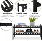VICTORY RELAX 2-Tier Acacia Wood Shoe Rack - Stackable Entryway Organizer for Closet, Entryway, Easy Assembly, Indoor/Outdoor