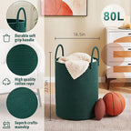 Artfeel Laundry Basket,Woven Cotton Rope Laundry Hamper,80L for Decorative Storage of Dirty Clothes,Toys and Blankets in Bath