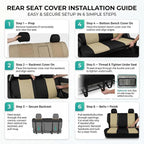 FH Group Automotive Rear Car Seat Covers for SUV, Trucks, Sedan and More - Universal Fit Rear Solid Bench Design Interior Acc