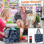 BeeGreen Sea Turtle Reusable Shopping Bags For Groceries 6 Pack- Large Foldable Tote Bags- Strong Handles for Heavy Groceries, Perfect for Supermarket, Farmers Market, and Storage Organization