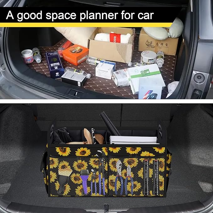 Femuar Car Trunk Organizer with 72L Large Capacity Waterproof Collapsible and 11 Pockets, Trunk Organizer for Car SUV/Jeep/S