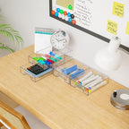 Yieach 2.2'' Tall Acrylic Clear Stackable Storage Drawer Organizer,8 Pack Desk Organization and Storage,Plastic Office Supply