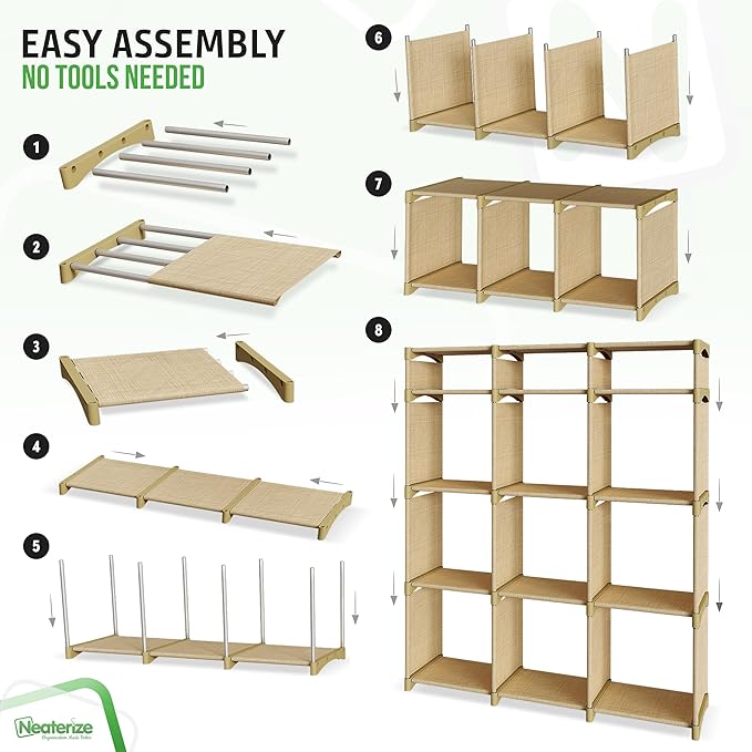 Cube Storage Organizer with Storage Bins Included - The Perfect Closet Organizers and Storage Solution. Includes 12 Storage C