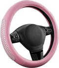 PIC AUTO Steering Wheel Cover, Glitter Gel Particles & Pink Luxury Leather Car Steering Cover, Universal Fit 14.5"-15.5" Anti