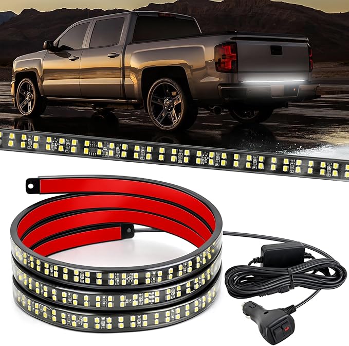 Nilight 48 Inch Truck Tailgate Strobe Light Strip Tail Emergency Bar Rear Window Warning Lamp Ultra-Bright Double Row 288 LED for Pickup Trailers Construction Vehicles Car SUV, White