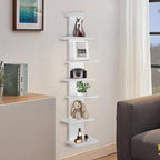 7 Tier Wall Shelf Unit-White Floating Shelves for Home Decor, Modern Unique Asymmetric Design for Bedroom & Living Room Stora