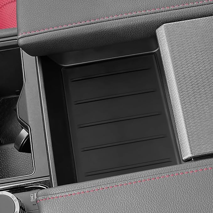 YOJOJOCO Center Console Tray Liner Compatible with Toyota 2022-2025 2026 Tundra & 2023-2025 2026 Sequoia Accessories Black Silicone Material Center Console Organizer Protective Pad