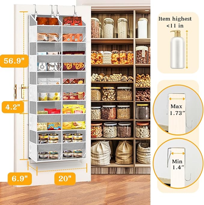 2 Pack Over The Door Organizer 5 Tiers, Extra Large Behind Door Storage of 10 Compartments, 80 lbs Weight Capacity Over Door 