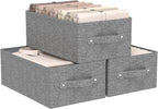 Collapsible Storage Boxes Bins, Fabric Laundry Baskets, Cube Organizer Bins for Organizing Home, Office and Closet, Grey, 3 P