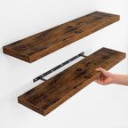 Fun Memories Floating Shelves for Wall, Rustic Wood Wall Mounted Shelves for Bathroom, Bedroom, Living Room and Kitchen, Stor