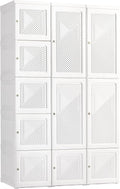 HOMCOM Portable Wardrobe Closet, Folding Clothes Storage Organizer with 8 Cube Compartments, 2 Hanging Rods, 11 Magnet Doors,