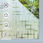 HIDBEA Window Privacy Film, Decorative Staic Cling Frosting Film, Heat Control UV Blocking Non-Adhesive Window Sticker for Home, Cross Pattern,17.5 X 78.7 Inch