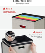 Oterri File Organizer Boxes with Lids, File Box with Mesh Pockets, Document Organizer Box for Letter Size Folders, Zippers Im