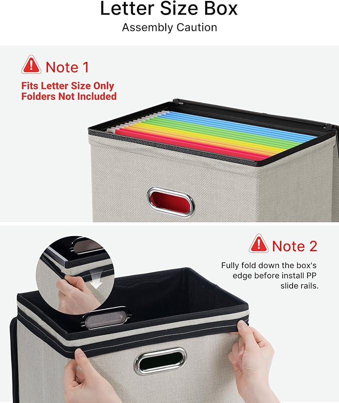 Oterri File Organizer Boxes with Lids, File Box with Mesh Pockets, Document Organizer Box for Letter Size Folders, Zippers Im
