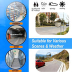 18” Polycarbonate Outdoor Convex Security & Blind Spot Mirror - 160° Wide Angle, Shatterproof PC Material with Auto Recovery, Rust-Proof Bracket for Parking Lots, Warehouses, Schools, Offices & More