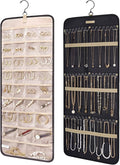 BAGSMART Hanging Jewelry Organizer Storage Roll with Hanger Metal Hooks Double-Sided Jewelry Holder for Earrings, Necklaces, 