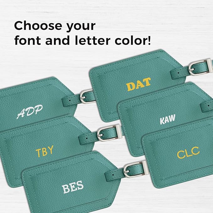 Personalized Monogrammed Leather Luggage Tags - 2 Pack