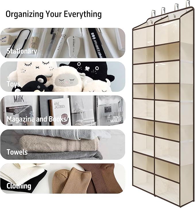 Giraffe Creation Over Door Hanging Organizer with 10 Large Capacity Pockets, Ideal Storage for Closet, Bathroom, Nursery, Bed