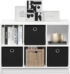 Furinno Basic 3x2 Cube Storage Bookcase Organizer with Bins, White/Black