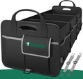 Heavy-Duty Trunk Organizer & Multi-Compartment Storage Box for SUV/Sedan/Minivan,600D Waterproof Oxford,2 Securing Hooks &