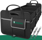 Heavy-Duty Trunk Organizer & Multi-Compartment Storage Box for SUV/Sedan/Minivan,600D Waterproof Oxford,2 Securing Hooks &