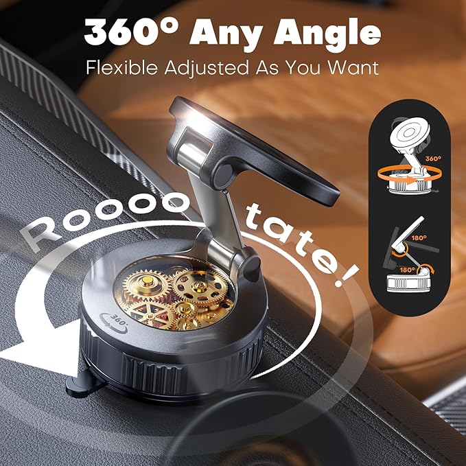 Car Phone Holder, 360°Adjustable Magnetic Phone Holder for Car, Foldable Suction Cup Phone Mount, Phone Holders for Your Car for iPhone 17/16/15/14/13/12 Series