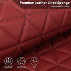 CAR PASS Bling Diamond Burgundy Leather Car Seat Covers Full Sets Interior Sets, Waterproof Shining Glitter Sparkly Crystal U