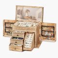 Poyilooo Jewelry Box Organizer, Solid Wood Jewelry Boxes fow Women with Mirror, Double Layer Jewelry Organizer Box Display Ea