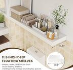 48 Inch White Floating Shelf | 12 Inch Deep Floating Shelves Set of 1 | 48" D x 12" D Rustic Wood Shelves for Wall | Deep Whi