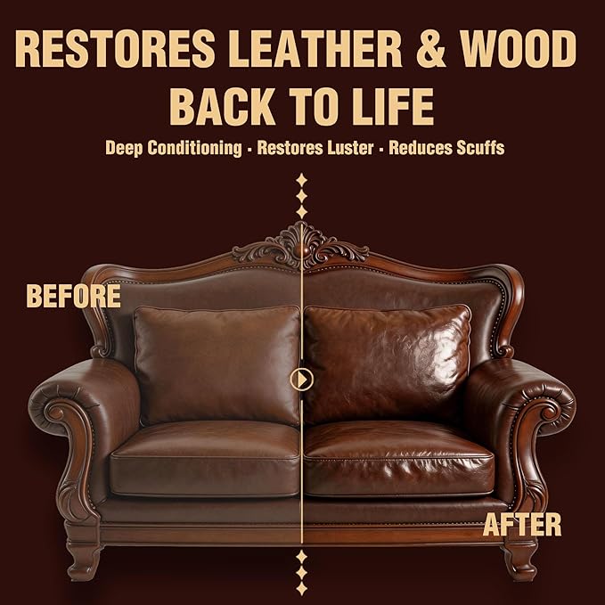 Leather & Furniture Repair Salve 2 Pack, Furniture Salve with Brush for Leather Wood, Leather Conditioner Help Prevent Cracki