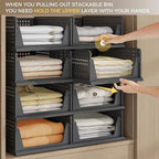 Pinkpum 8 Pack Closet Organizers and Storage Plastic Stackable Storage Bins, Foldable Drawer Shelf Storage Container for Ward
