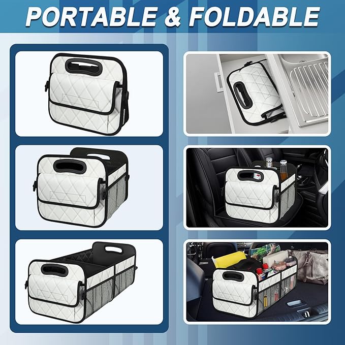 Deosk Trunk Organizer with 6 Pockets - Car Storage Accessory for SUVs, Minivans, and Trucks - 50L Waterproof Polyester