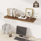 Fun Memories 12 Deep Floating Shelves, 40W x 12D Floating Shelves for Wall Set of 2, Extra Deeper Hanging Wood Shelves for Wa