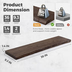 Live Edge Elm Floating Shelves For Wall - 36" W x 9.3" D Rustic Solid Wood Shelves with Invisible Bracket, Wall-Mounted Stora