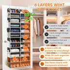 Over The Door Organizer 6 Tiers, Extra Large Behind Door Storage of 12 Compartments, 80 lbs Weight Capacity Hanging Storage O